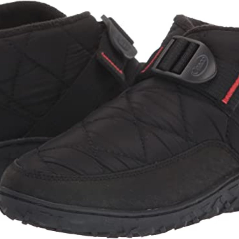 Black CHACO unisex- child rambler  puff kids ankle boot size 2 1/2,fleece lining